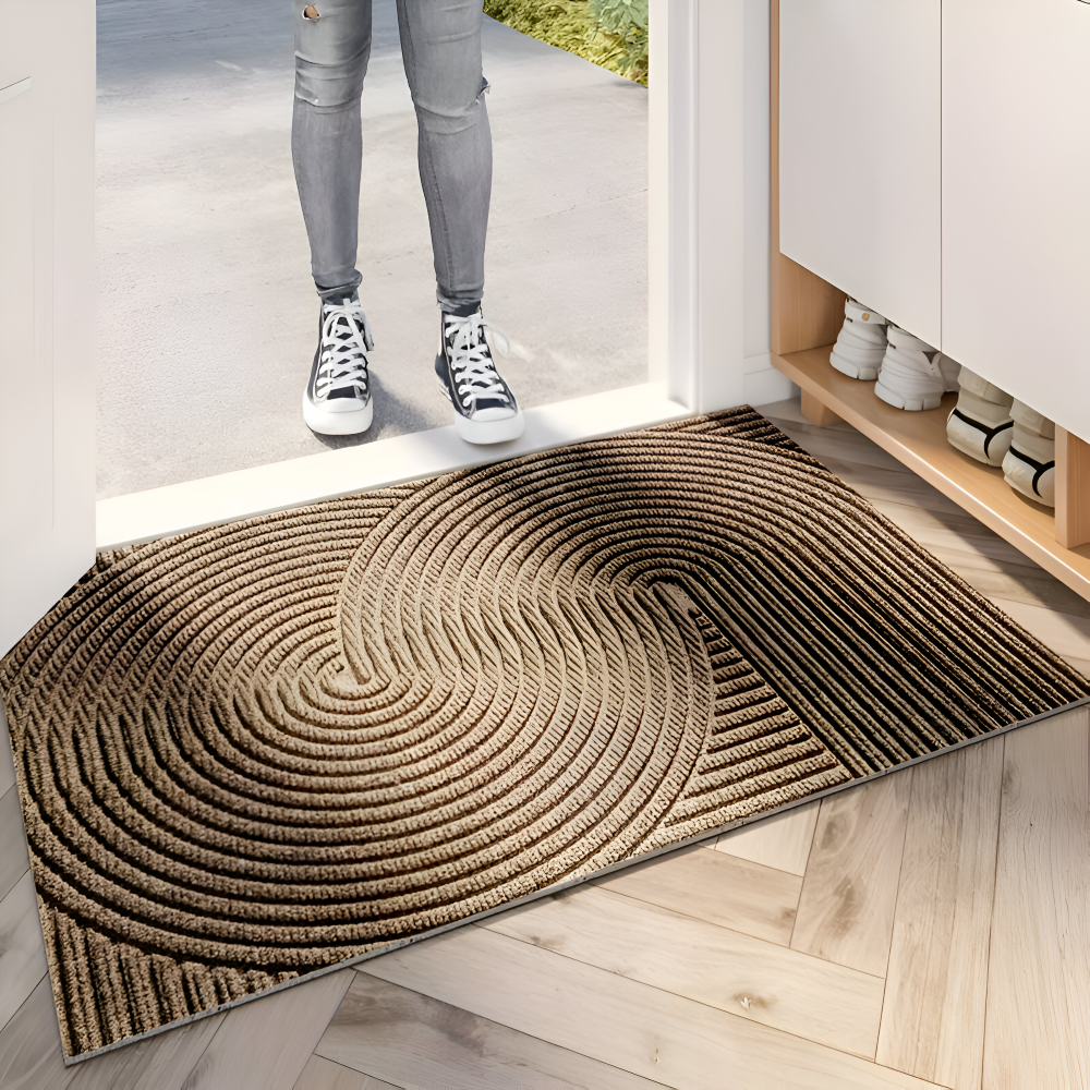 Linear PVC Doormat | Non-Slip Geometric Design | Qonforta