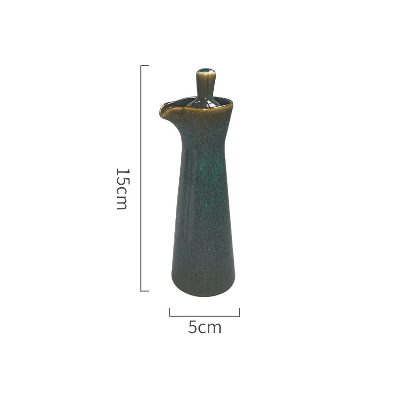 Ceramic Run Glaze Oil & Vinegar Dispenser | Stoneware Pour Bottle | Qonforta