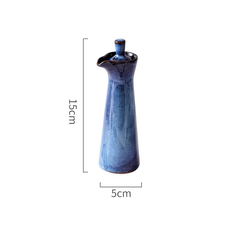 Ceramic Run Glaze Oil & Vinegar Dispenser | Stoneware Pour Bottle | Qonforta