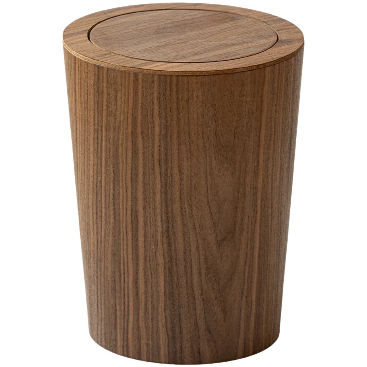 Wood-Grain Rotating Lid Trash Bin | Timber-Style Waste Bin | Qonforta