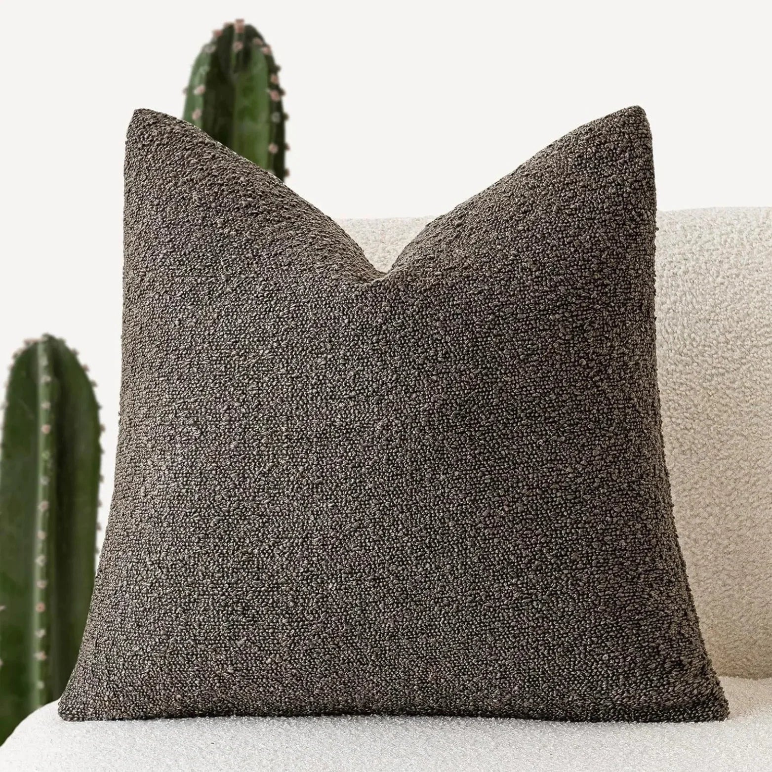 Boucle Throw Pillow Cover | Textured 18-Inch Cushion Cover | Qonforta