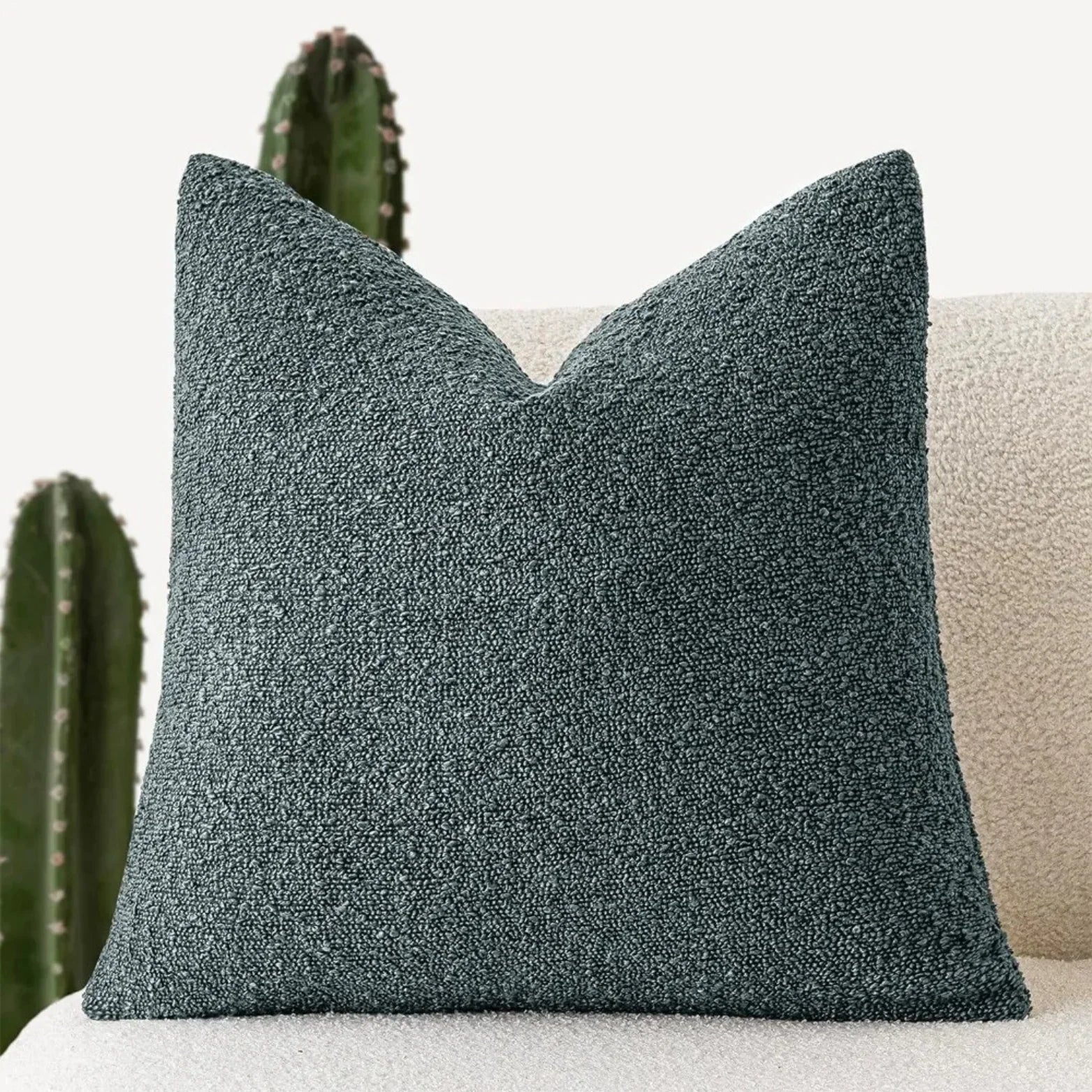 Boucle Throw Pillow Cover | Textured 18-Inch Cushion Cover | Qonforta