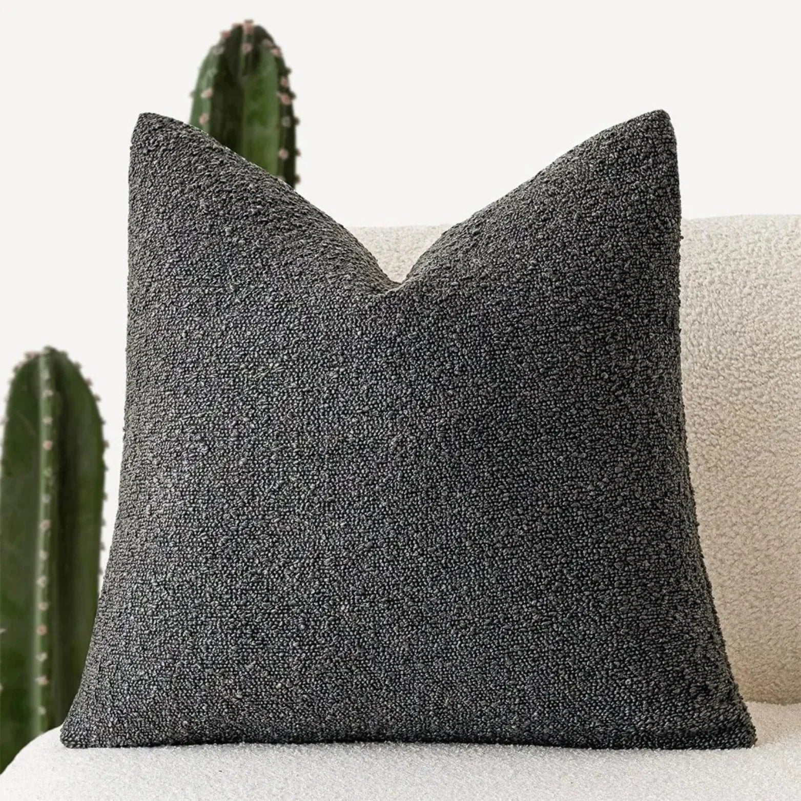 Boucle Throw Pillow Cover | Textured 18-Inch Cushion Cover | Qonforta