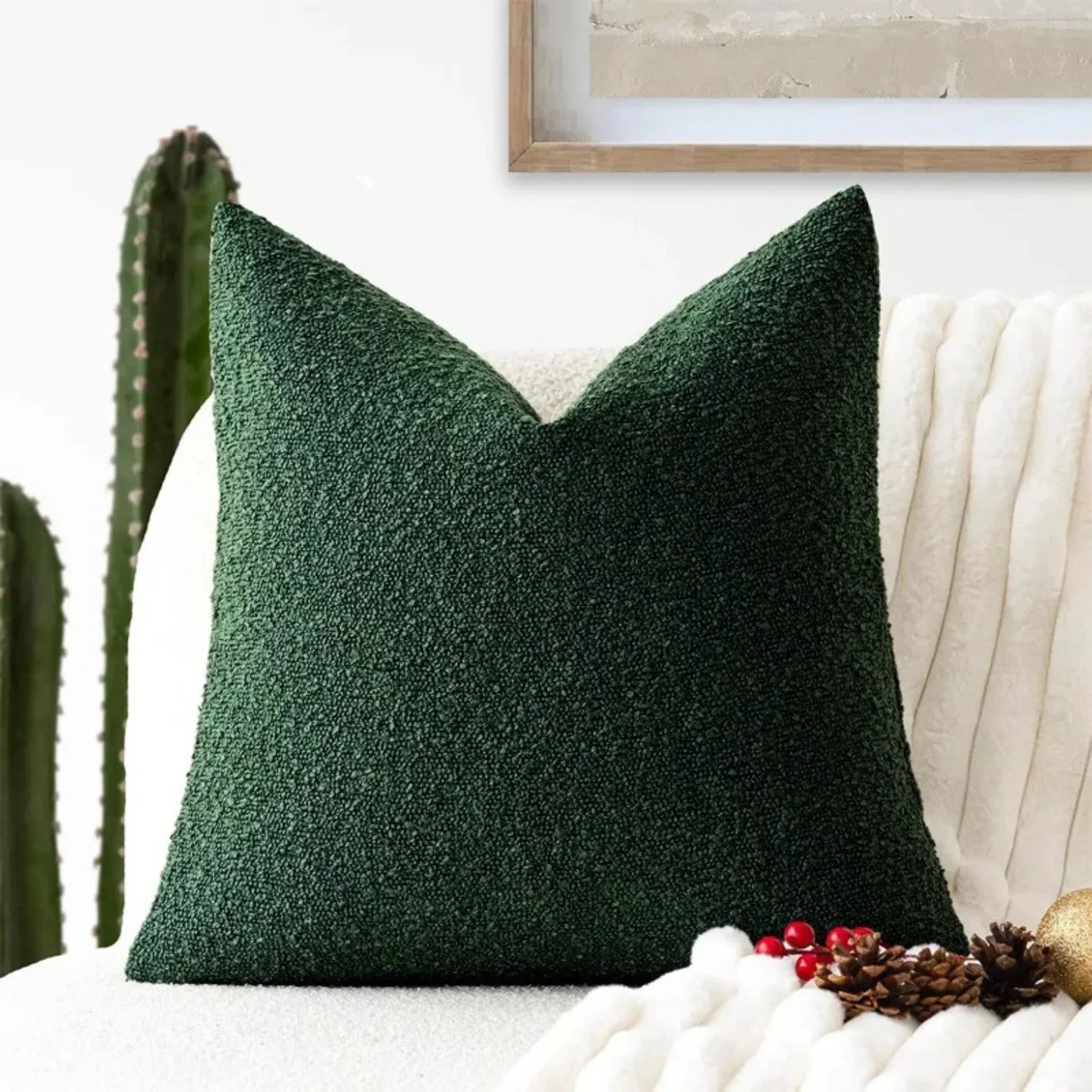 Boucle Throw Pillow Cover | Textured 18-Inch Cushion Cover | Qonforta