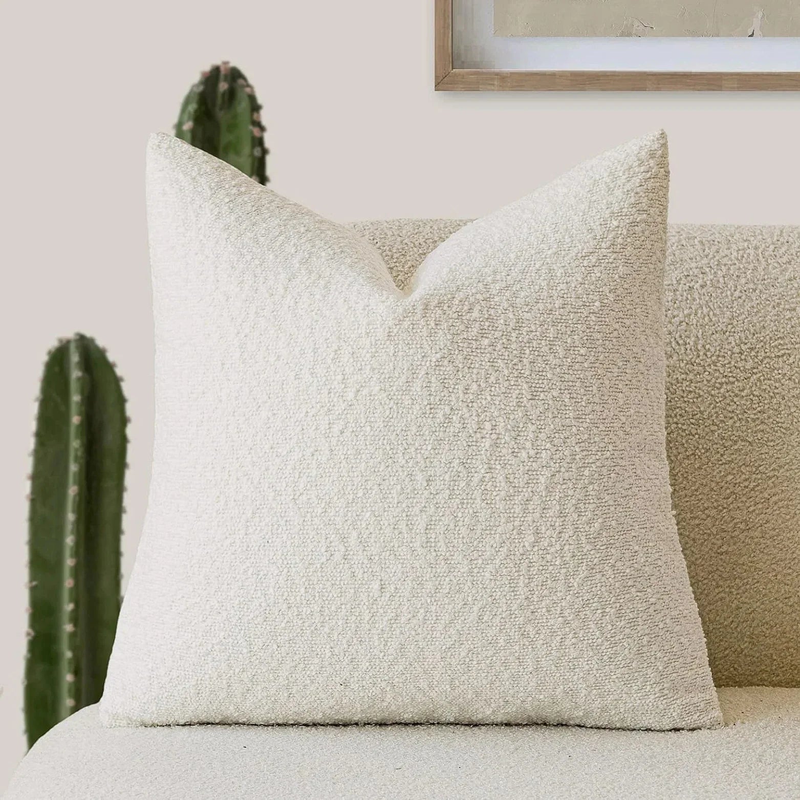 Boucle Throw Pillow Cover | Textured 18-Inch Cushion Cover | Qonforta