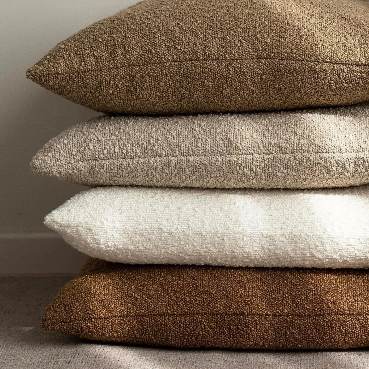 Boucle Throw Pillow Cover | Textured 18-Inch Cushion Cover | Qonforta