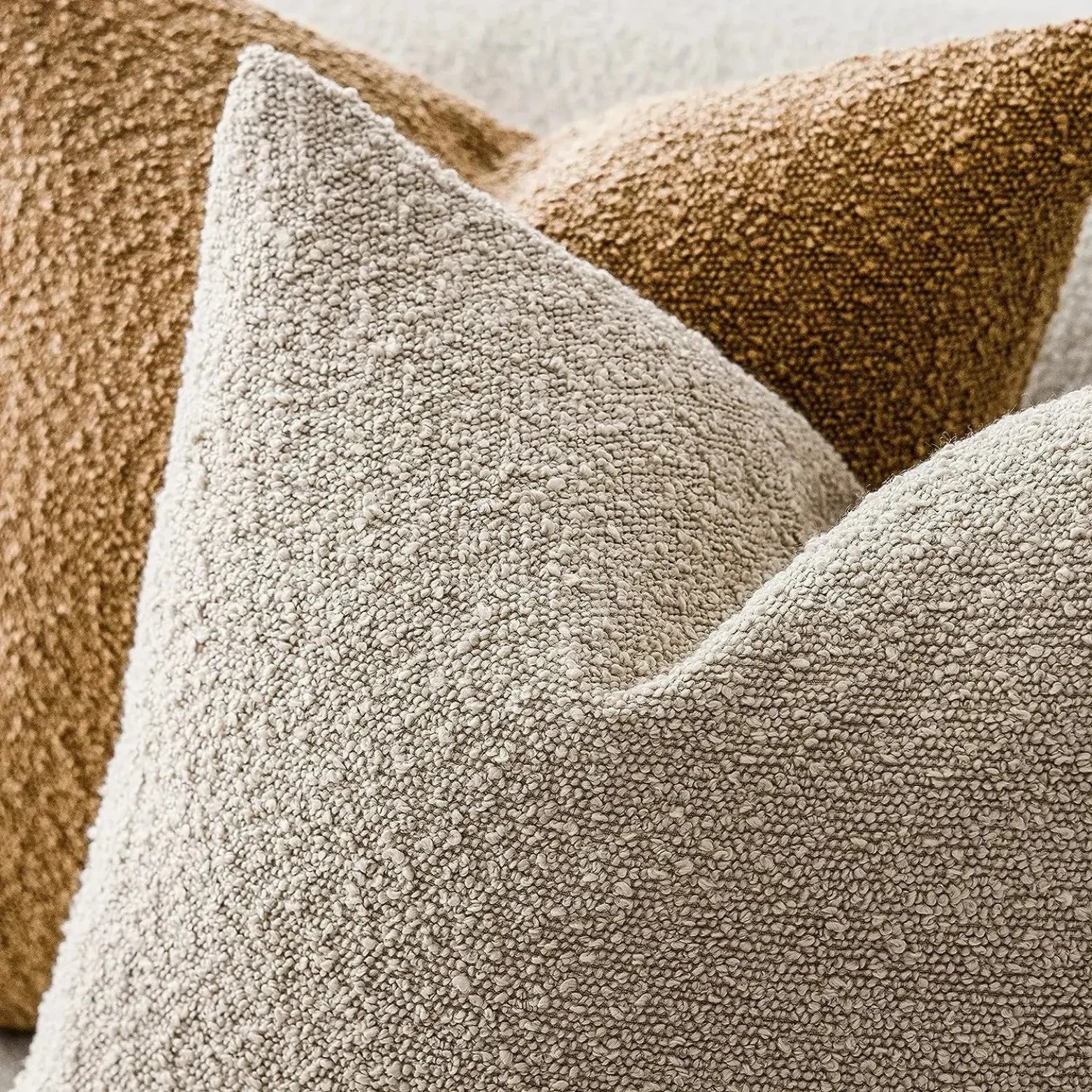 Boucle Throw Pillow Cover | Textured 18-Inch Cushion Cover | Qonforta