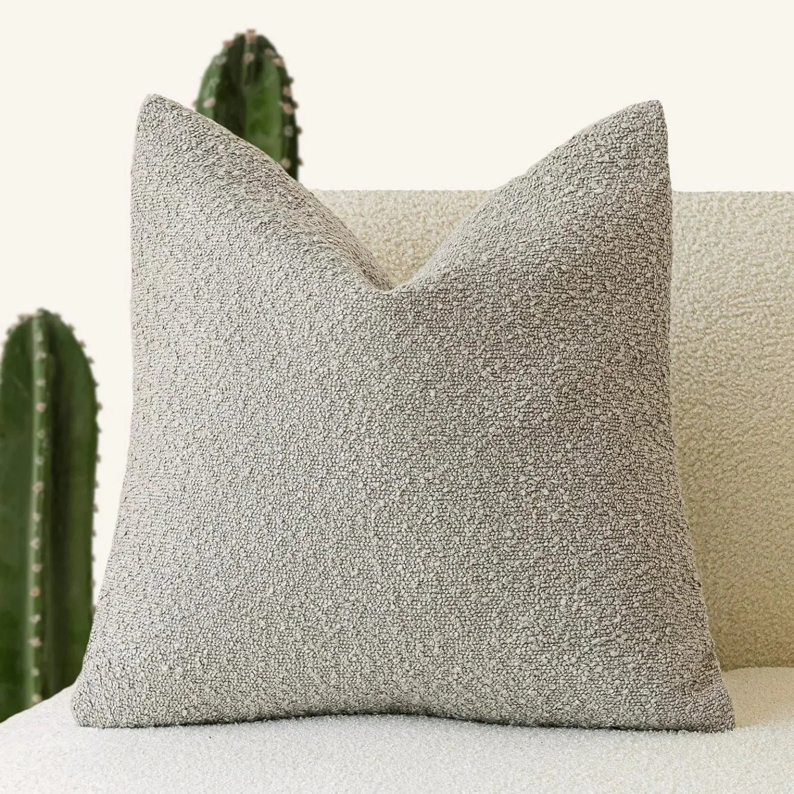 Boucle Throw Pillow Cover | Textured 18-Inch Cushion Cover | Qonforta