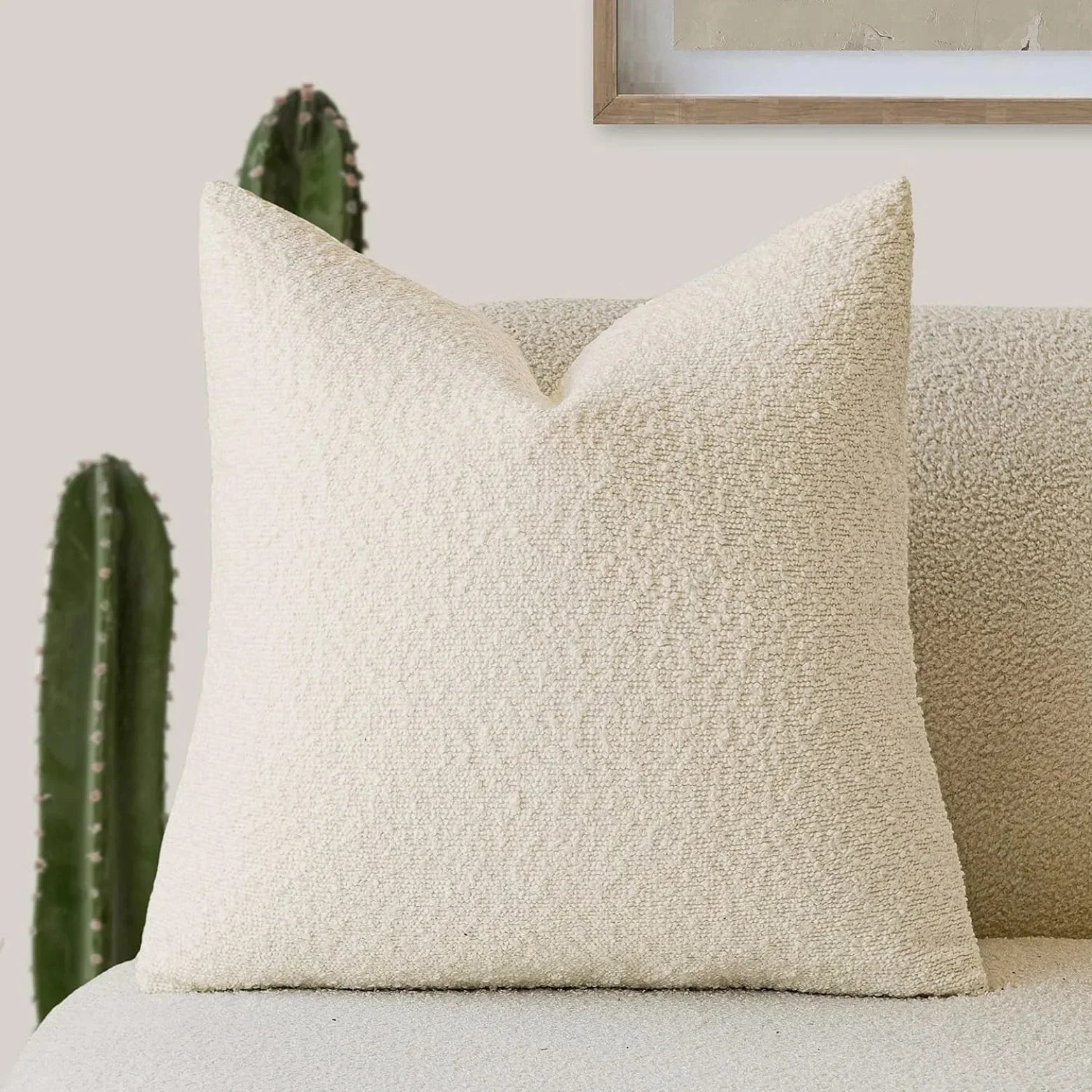Boucle Throw Pillow Cover | Textured 18-Inch Cushion Cover | Qonforta