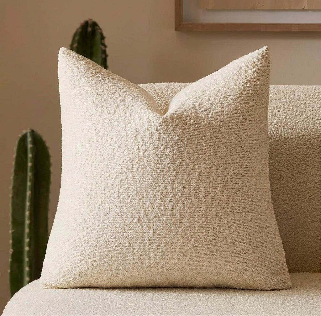 Boucle Throw Pillow Cover | Textured 18-Inch Cushion Cover | Qonforta