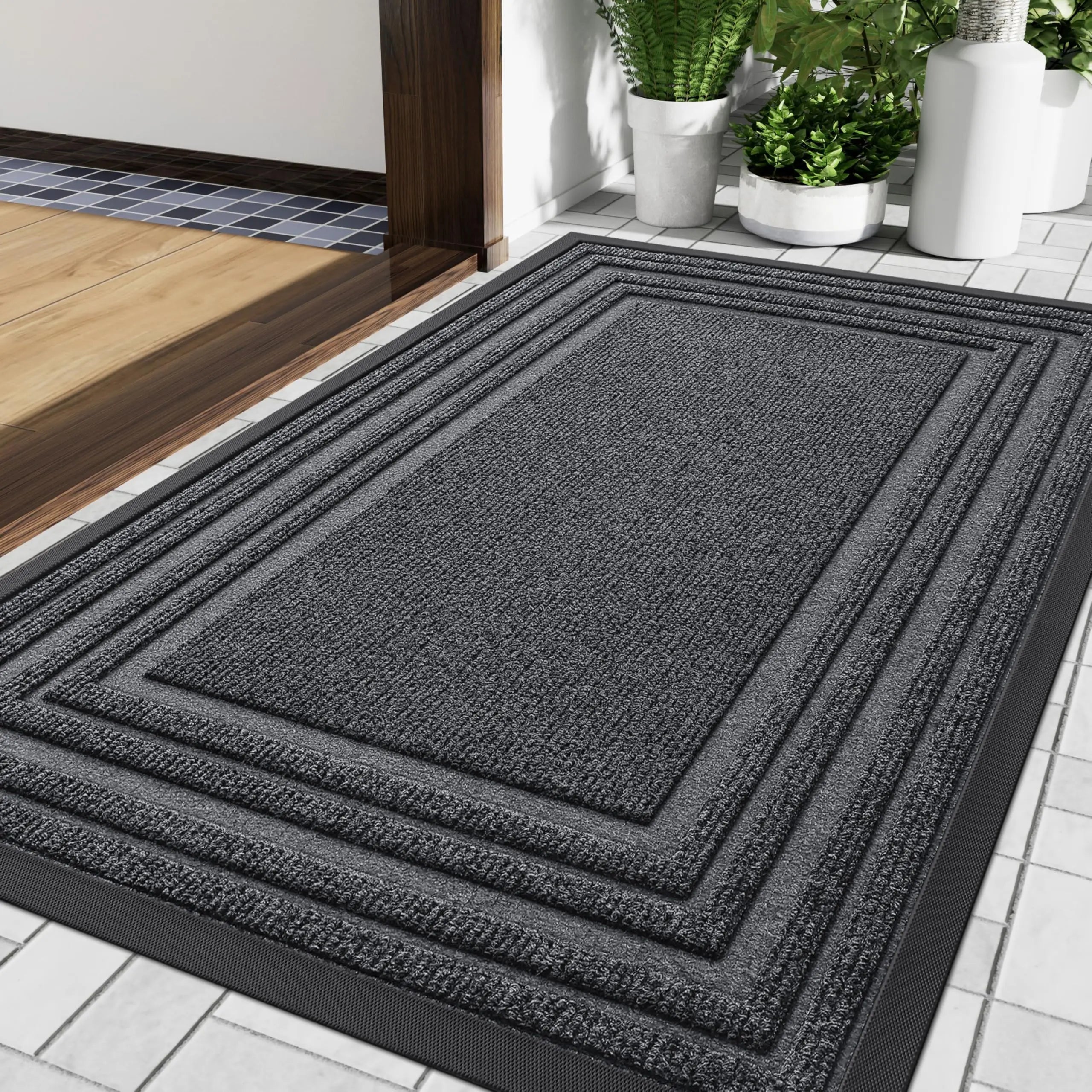 Heavy-Duty Rubber Doormat | Non-Slip All-Weather | Qonforta
