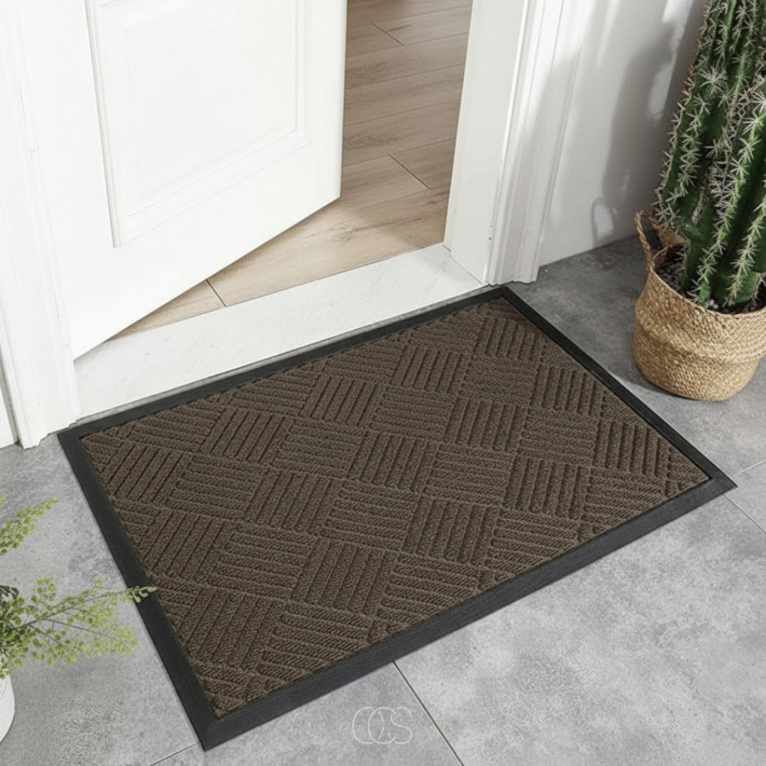 Geometric Textured Entrance Mat | Indoor & Outdoor Use | Qonforta