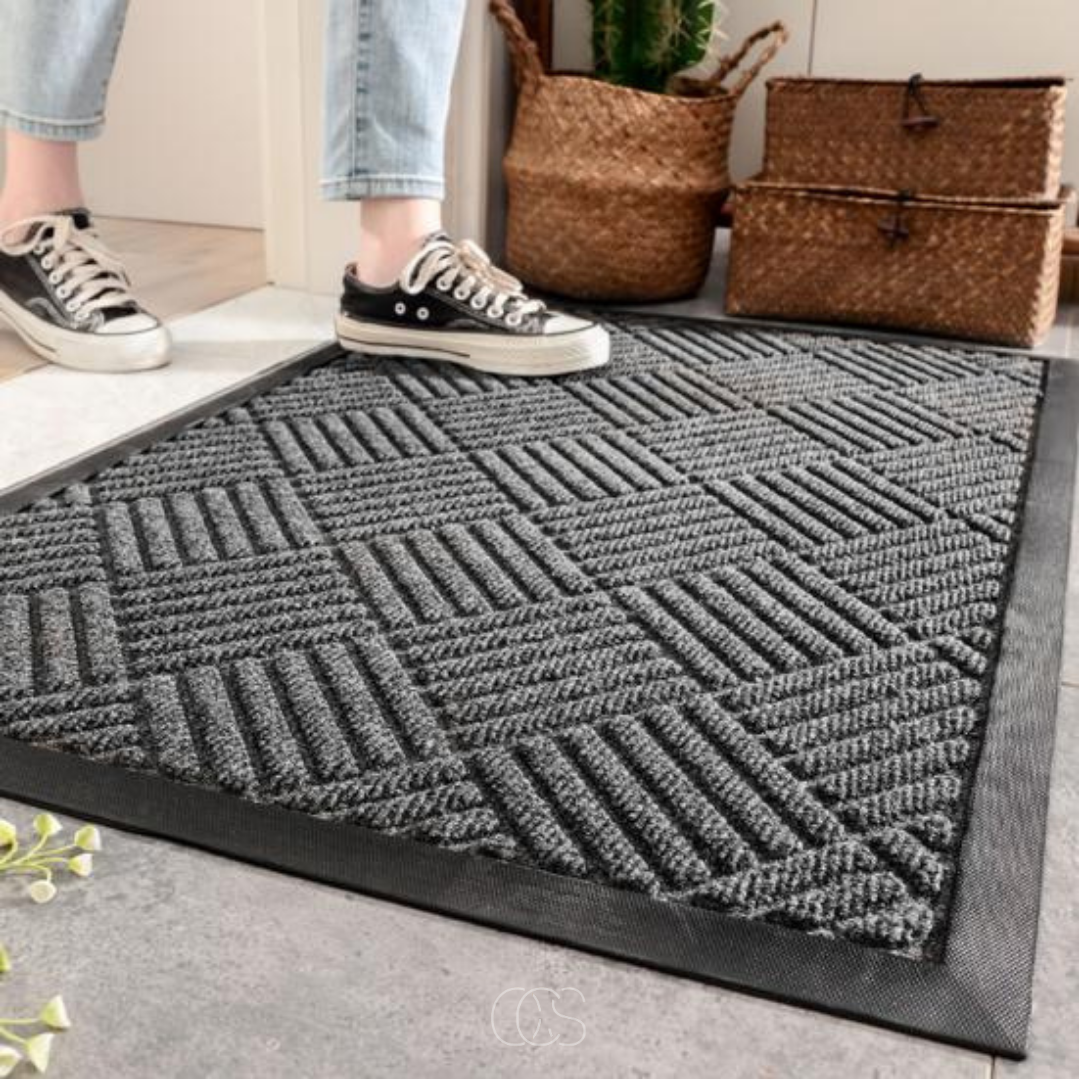 Geometric Textured Entrance Mat | Indoor & Outdoor Use | Qonforta