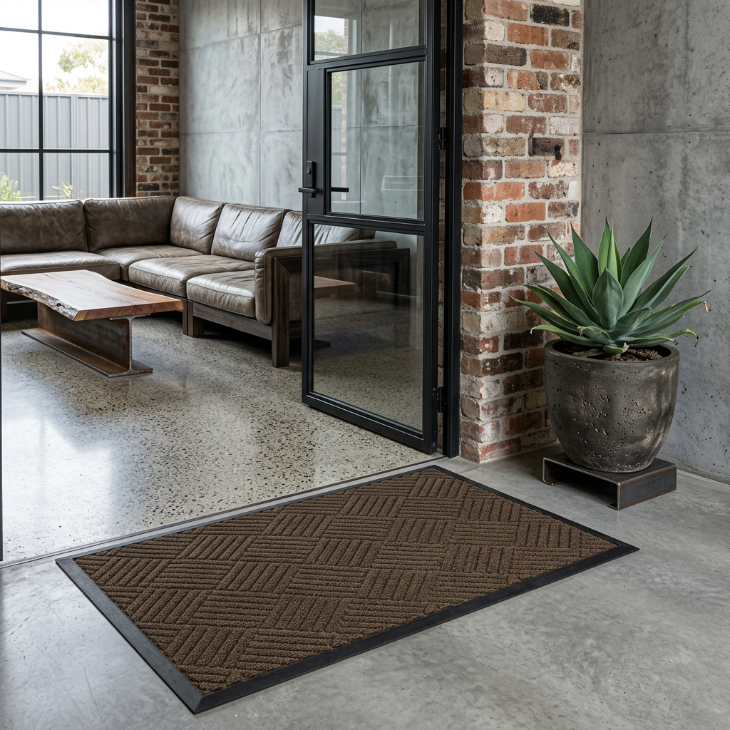 Geometric Textured Entrance Mat | Indoor & Outdoor Use | Qonforta