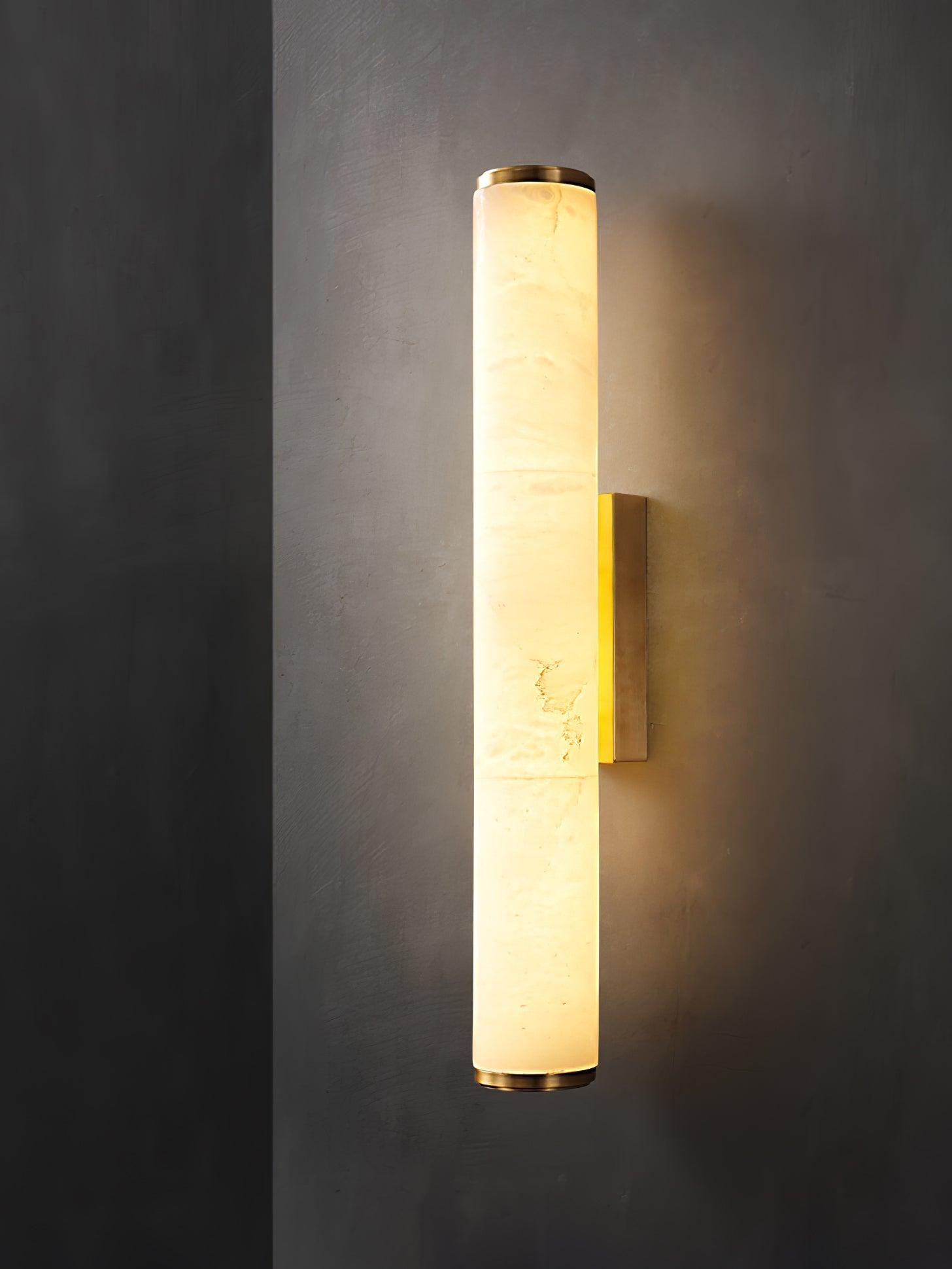 Alabaster Wall Sconce | LED Column Light in Black or Gold | Qonforta