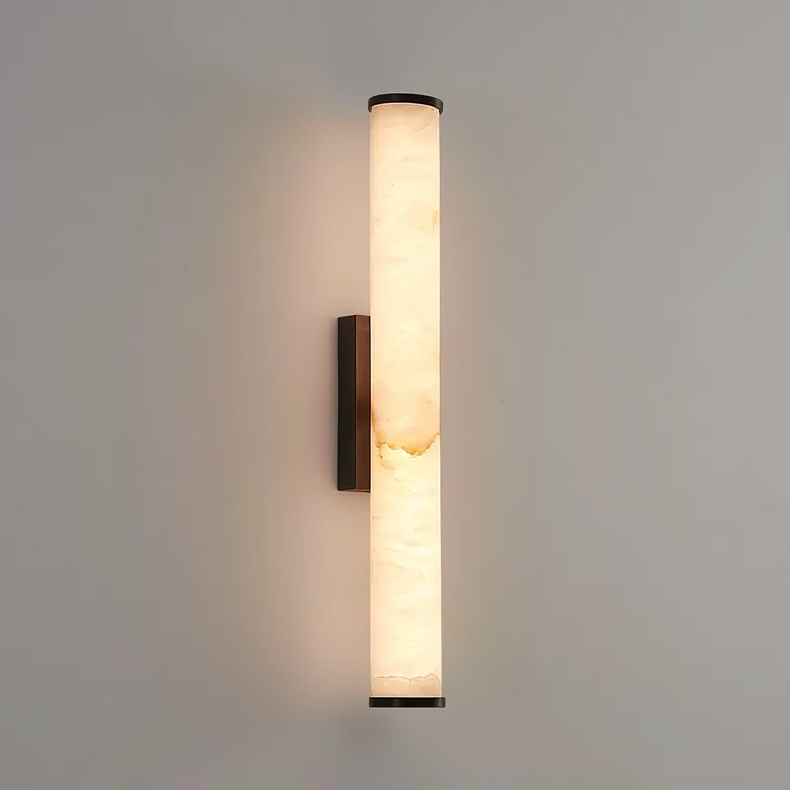 Alabaster Wall Sconce | LED Column Light in Black or Gold | Qonforta