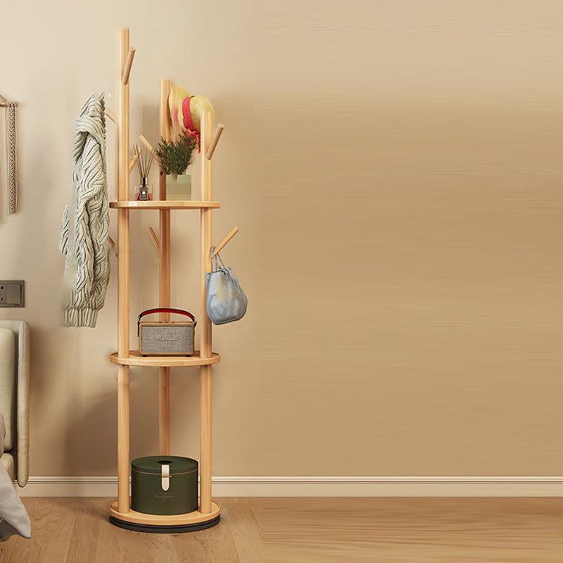 Wood Coat Rack Tree | Freestanding Hall Tree Stand | Qonforta