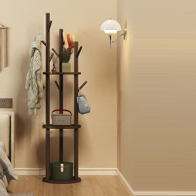 Wood Coat Rack Tree | Freestanding Hall Tree Stand | Qonforta