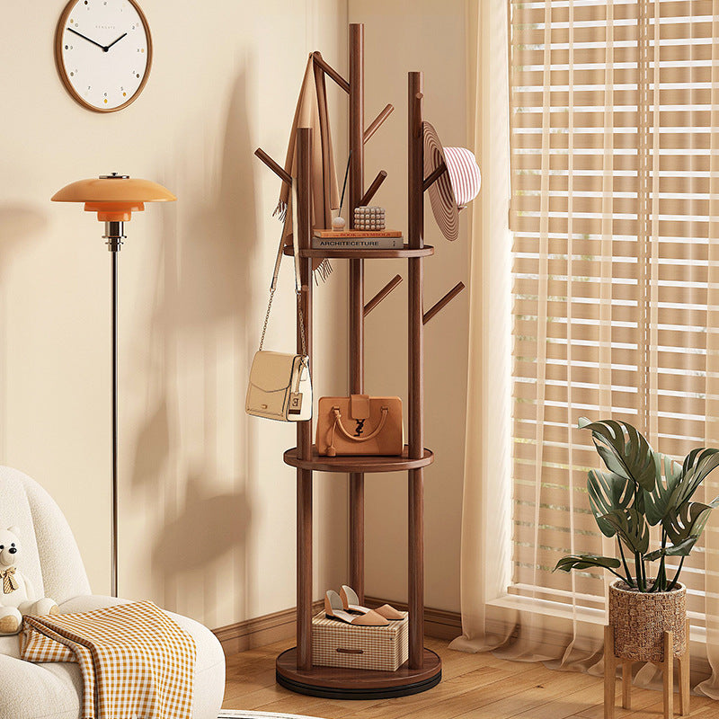 Wood Coat Rack Tree | Freestanding Hall Tree Stand | Qonforta