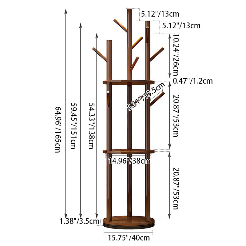 Wood Coat Rack Tree | Freestanding Hall Tree Stand | Qonforta