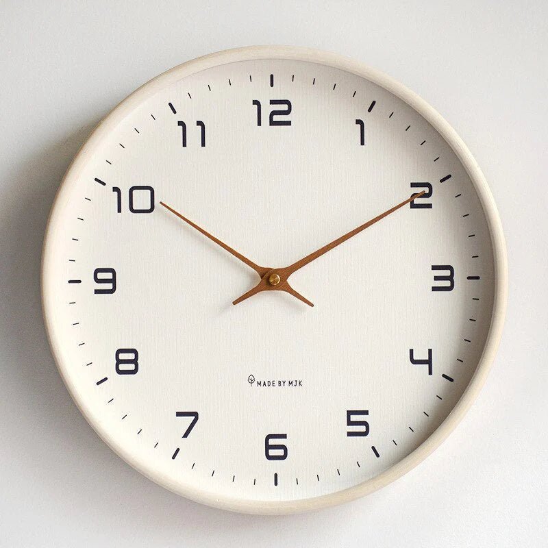 Wall Clock Solid Wood Scandinavian Minimalist | Silent Sweep Quartz | Qonforta