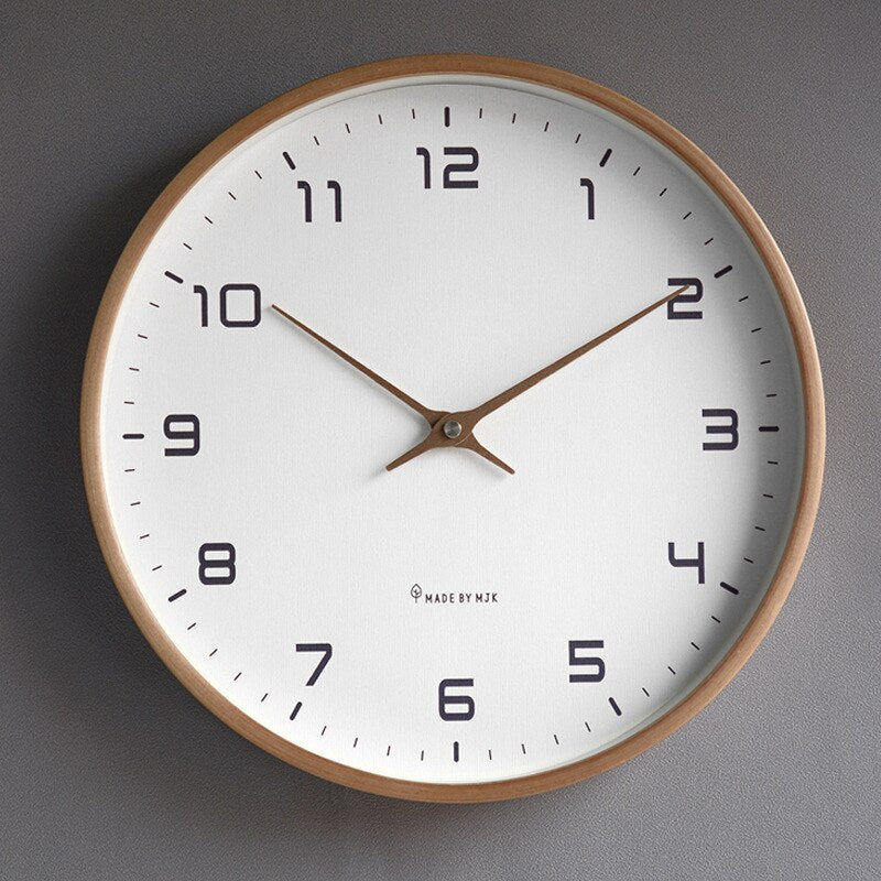 Wall Clock Solid Wood Scandinavian Minimalist | Silent Sweep Quartz | Qonforta