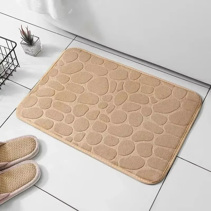 Pebble Embossed Memory Foam Bath Mat | Velvet Non-Slip | Qonforta