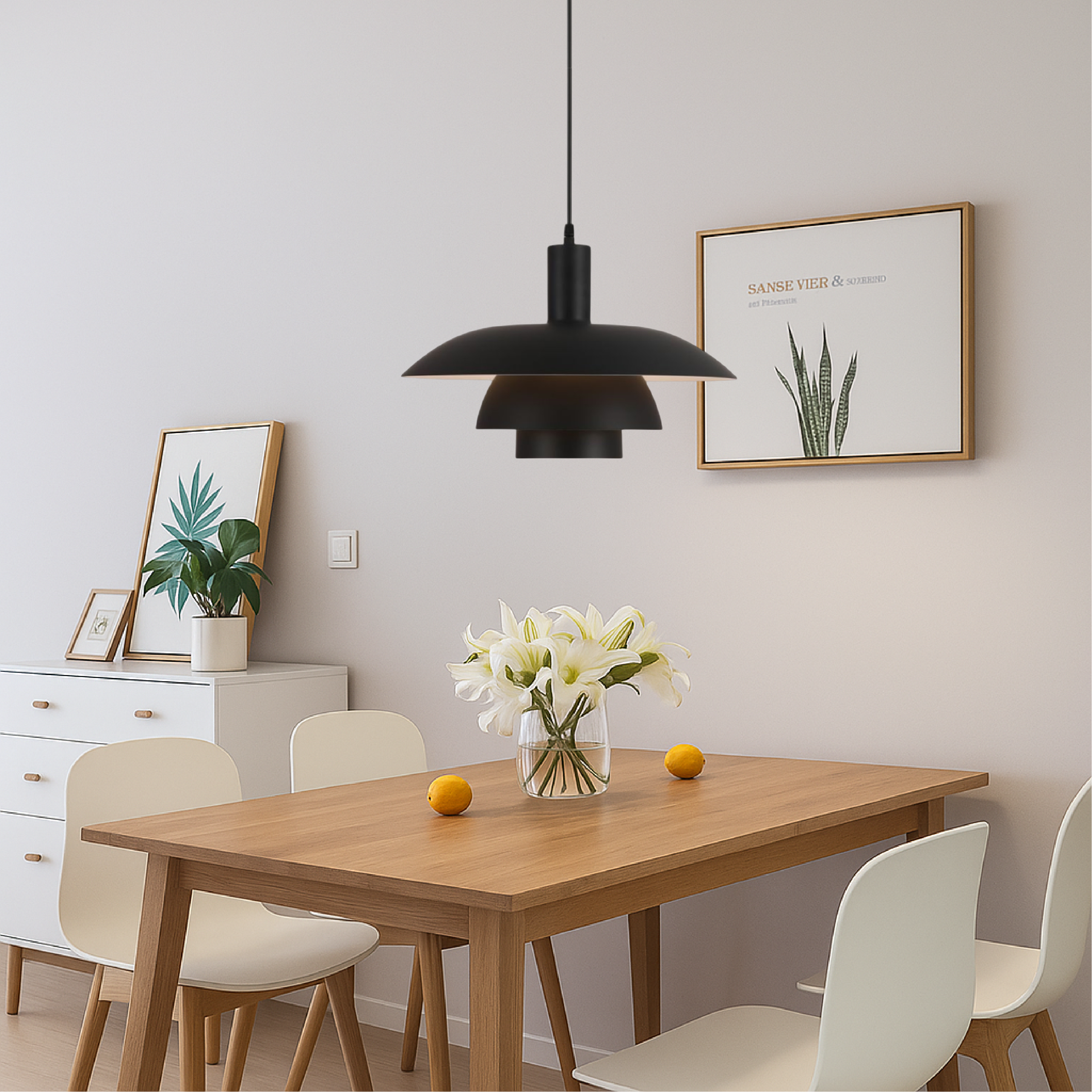 Scandinavian Cone Pendant Light | Tiered Mid-Century Shade | Qonforta