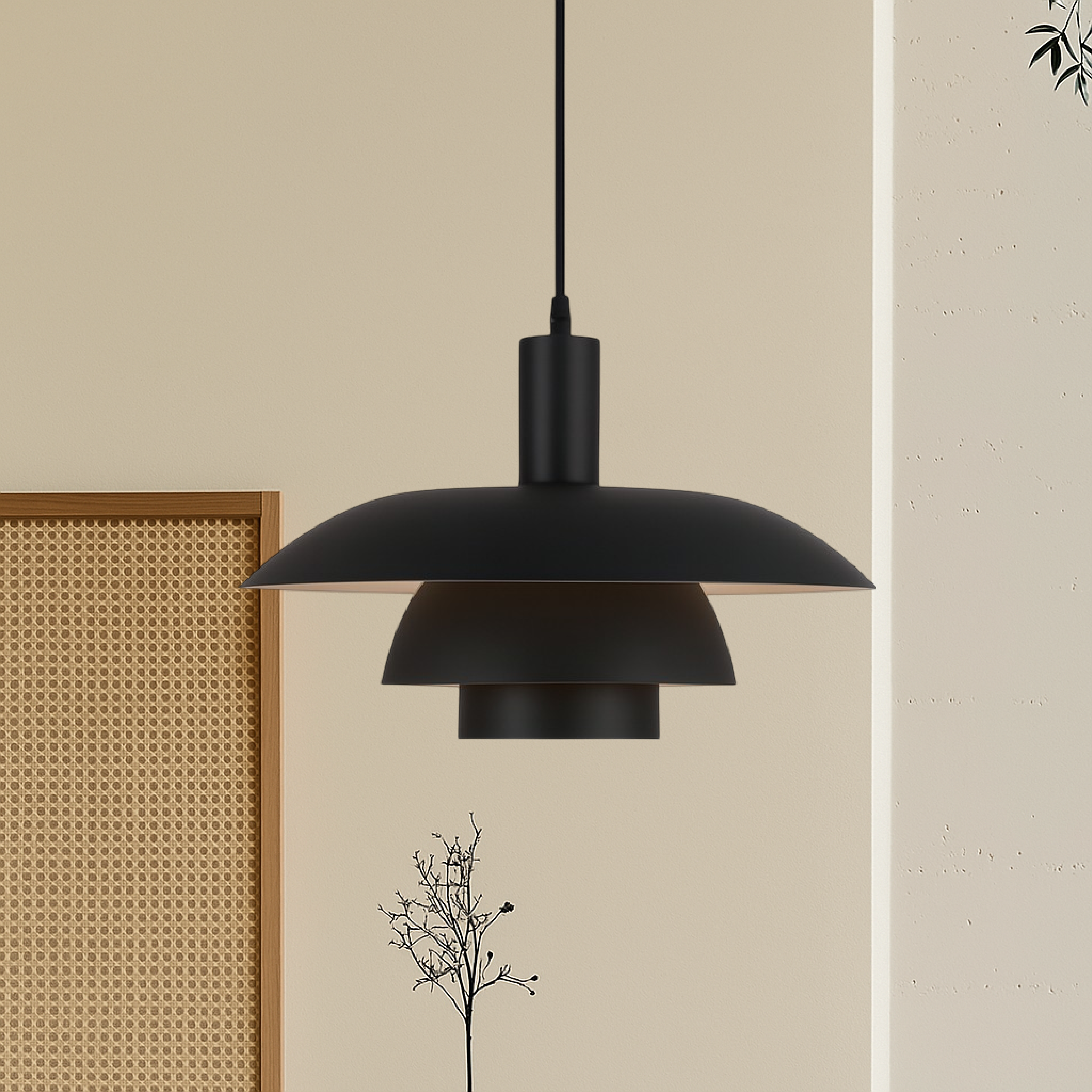 Scandinavian Cone Pendant Light | Tiered Mid-Century Shade | Qonforta