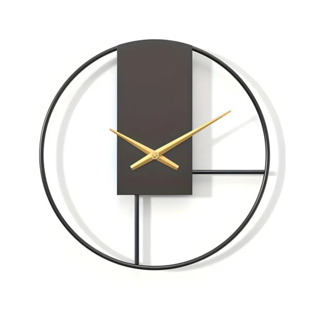 Elara Haus Scandinavian-Style Black Metal Art Wall Clock