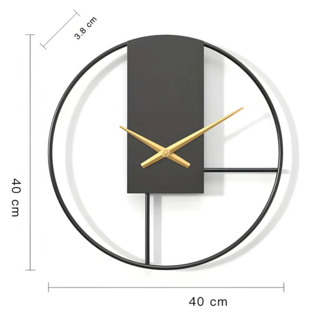 Elara Haus Scandinavian-Style Black Metal Art Wall Clock