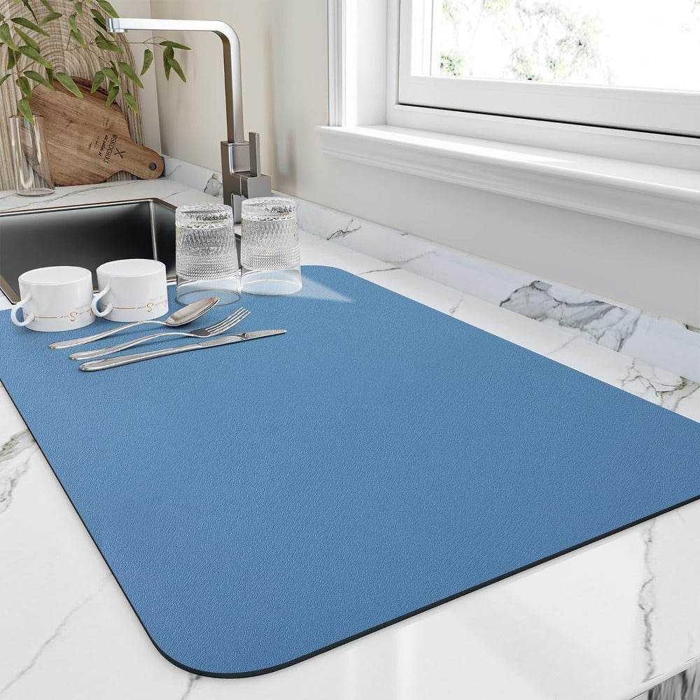 Diatomite Dish Drying Mat | Super Absorbent Non-Slip Pad | Qonforta