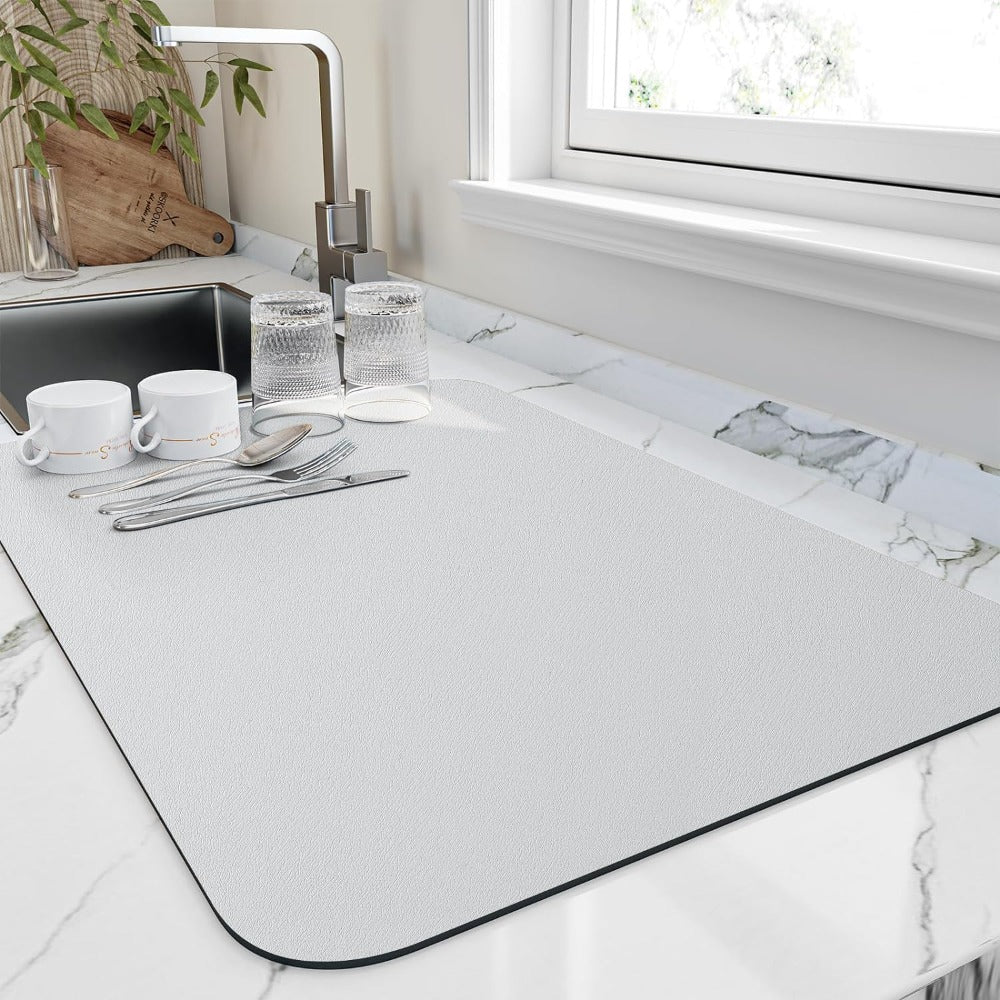 Diatomite Dish Drying Mat | Super Absorbent Non-Slip Pad | Qonforta