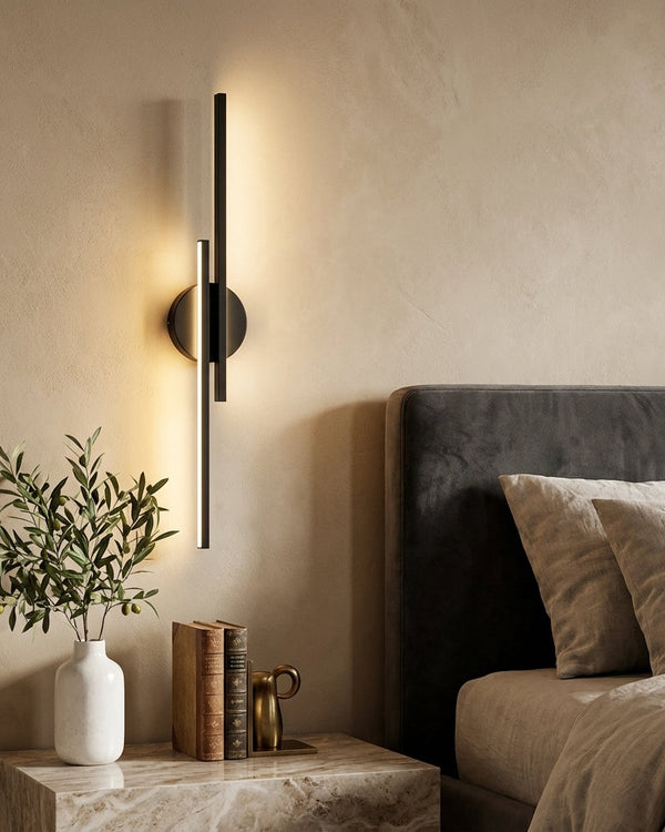 Modern Linear LED Wall Sconce, Black or White, Optional Dimmable Remote