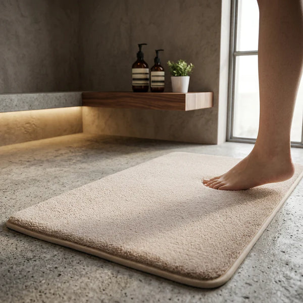 CloudStep Microfiber Bath Mat | Non-Slip TPR Backing | Qonforta