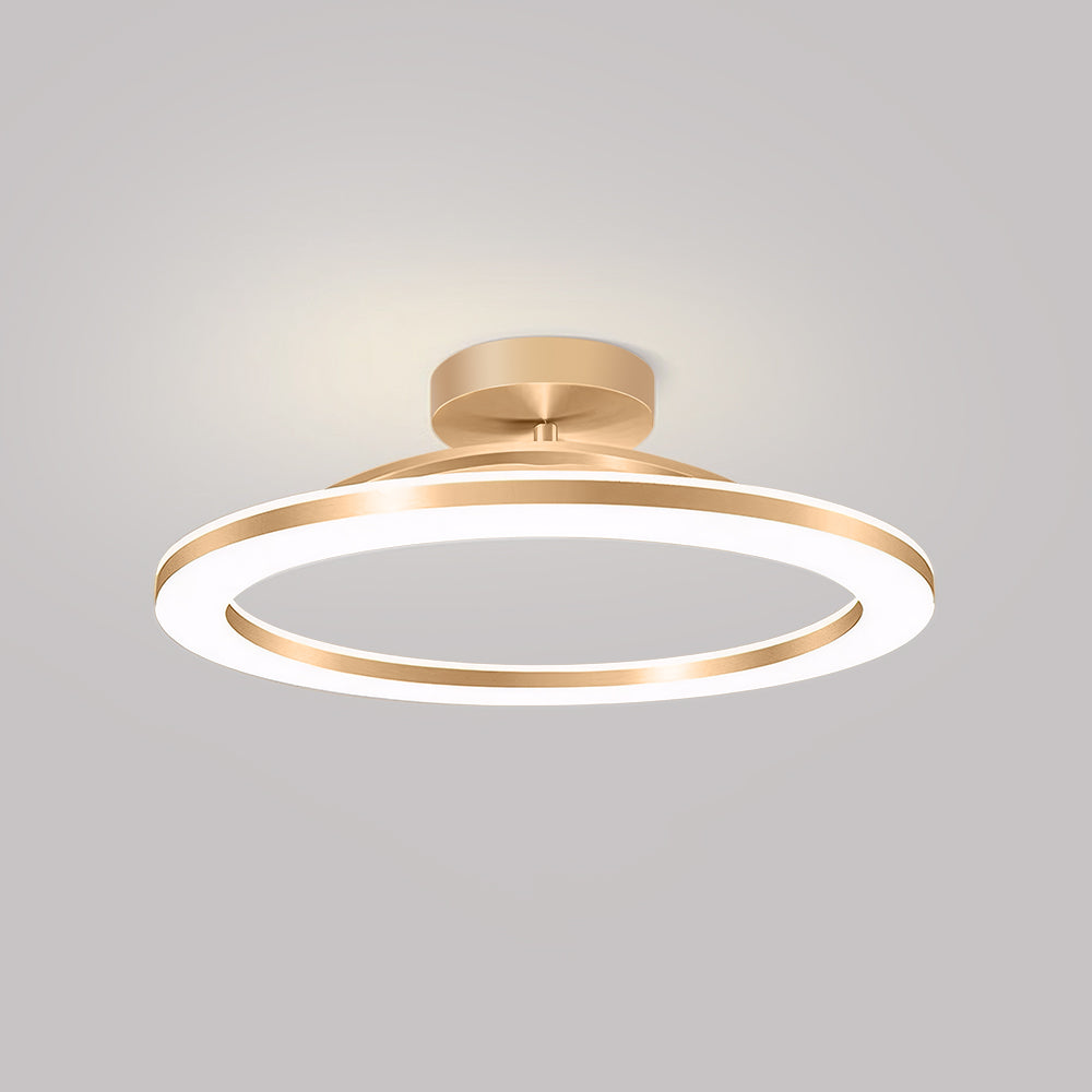 Flush Mount Ceiling Light Gold Iron | Modern LED Fixture, 3 Sizes | Qonforta