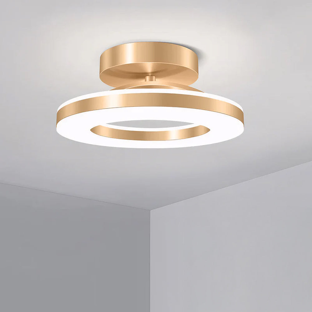 Flush Mount Ceiling Light Gold Iron | Modern LED Fixture, 3 Sizes | Qonforta