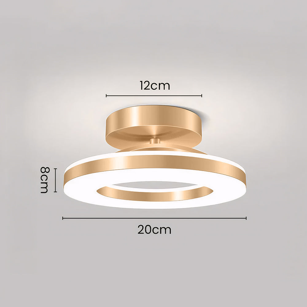 Flush Mount Ceiling Light Gold Iron | Modern LED Fixture, 3 Sizes | Qonforta