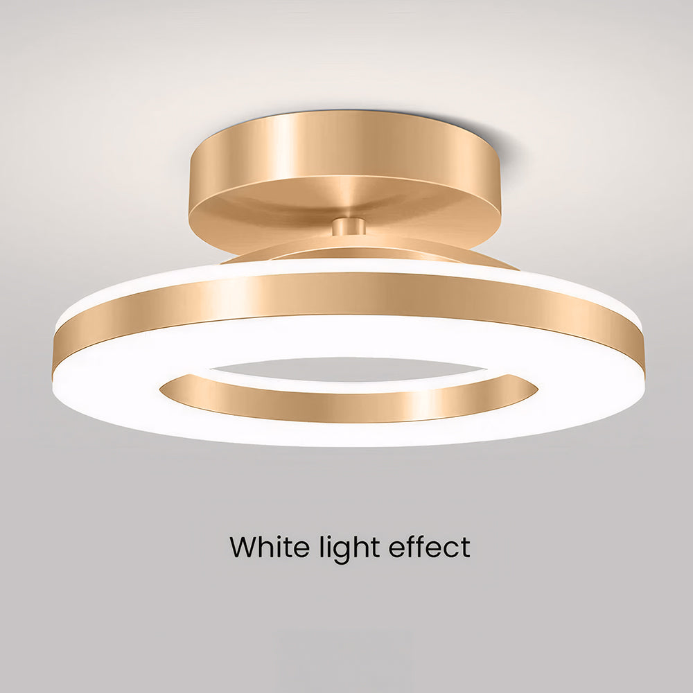 Flush Mount Ceiling Light Gold Iron | Modern LED Fixture, 3 Sizes | Qonforta
