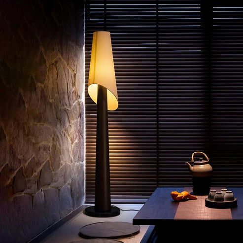 Wooden Floor Lamp Fabric Shade Marble Base – 3 Colors | Qonforta
