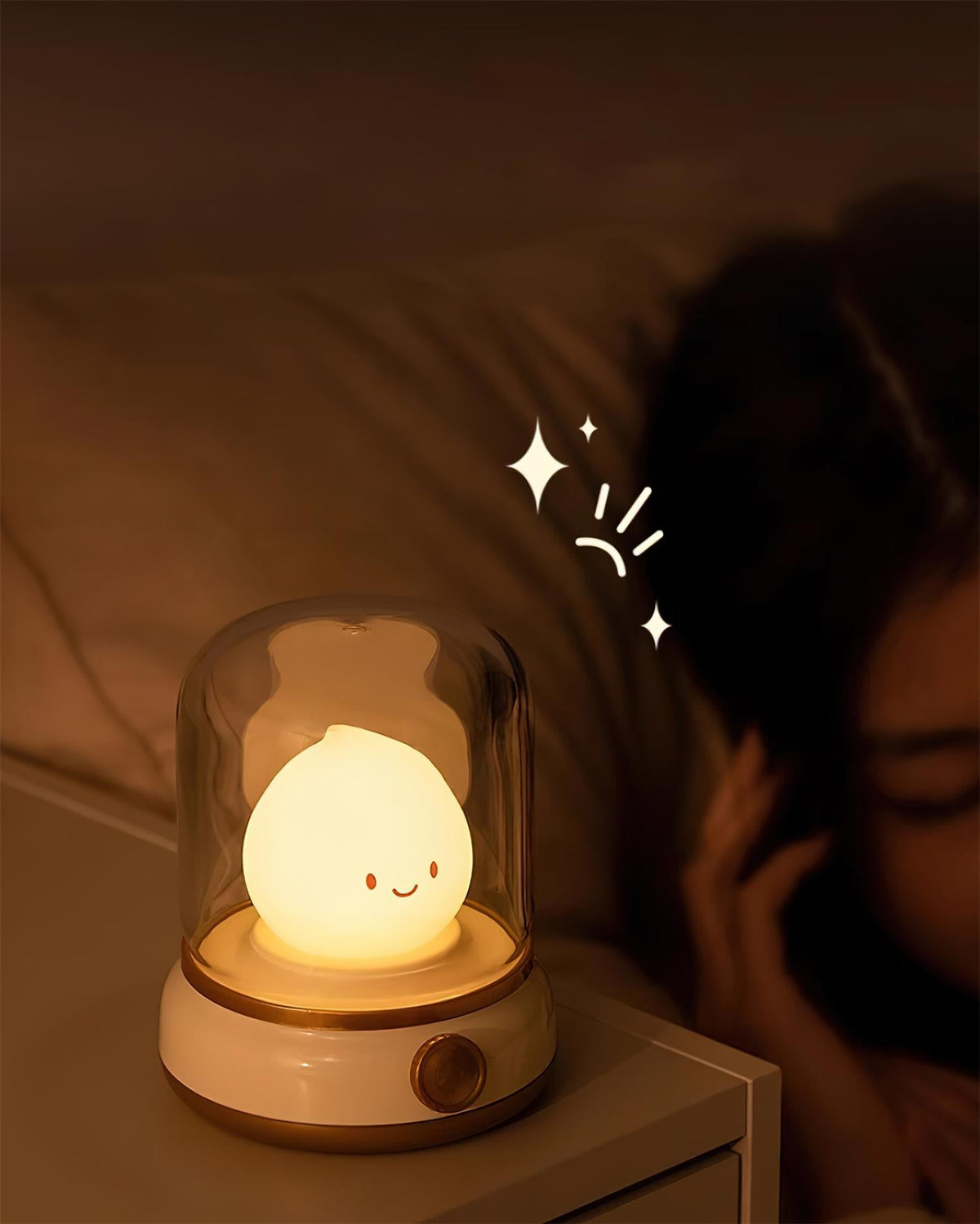 Flame LED night light lantern lamp top down view