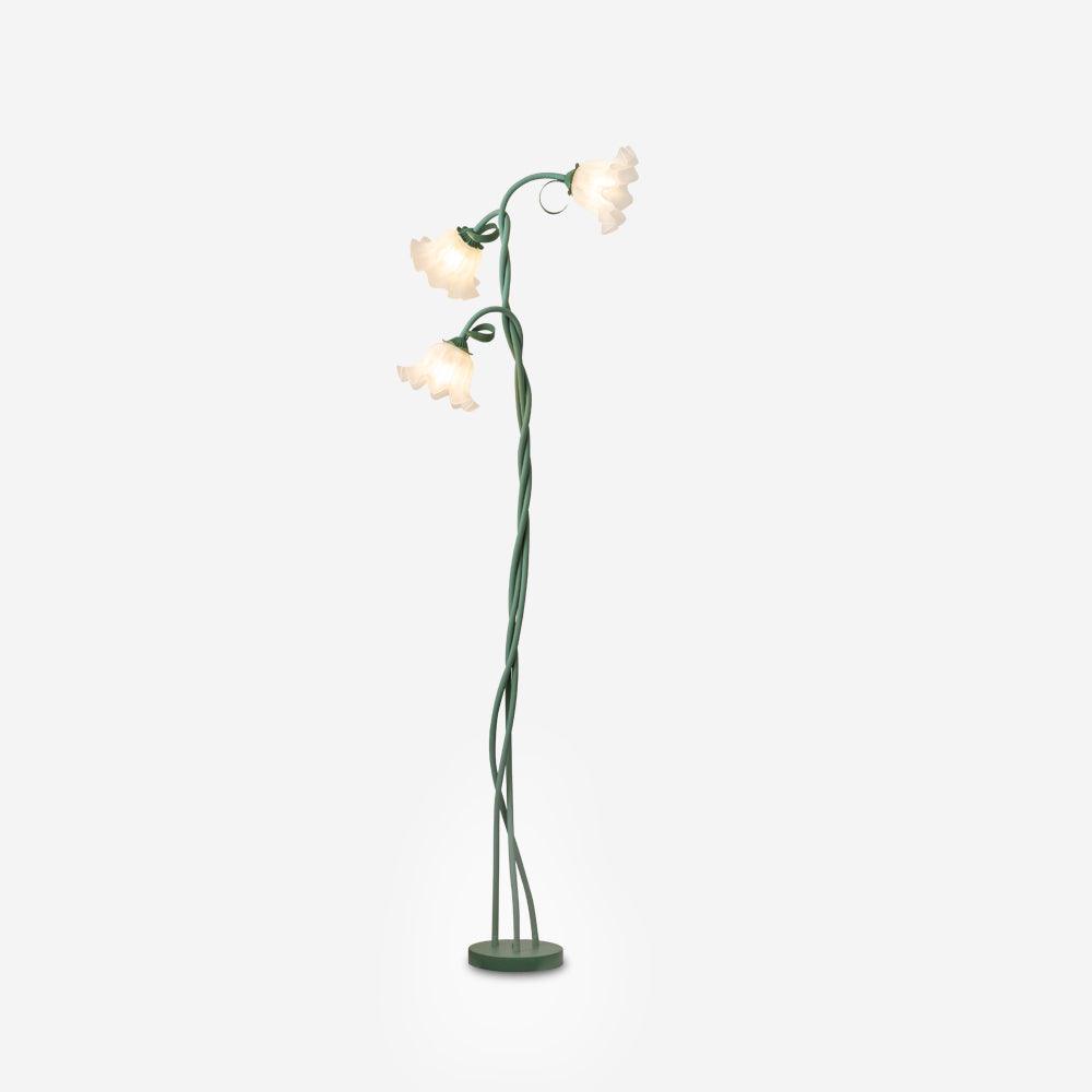 Calla lily floor lamp, green stem white shades - top view