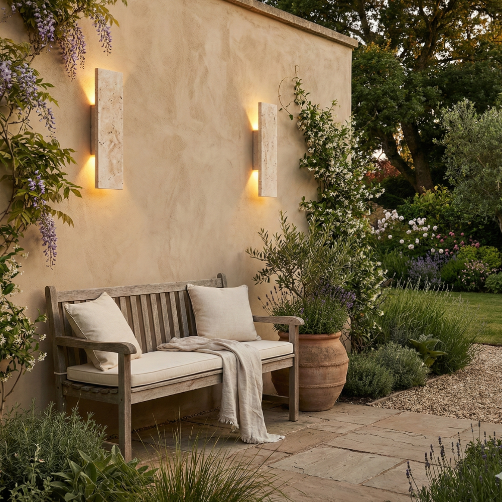 Natural Stone Outdoor Wall Sconce | Waterproof LED | Qonforta