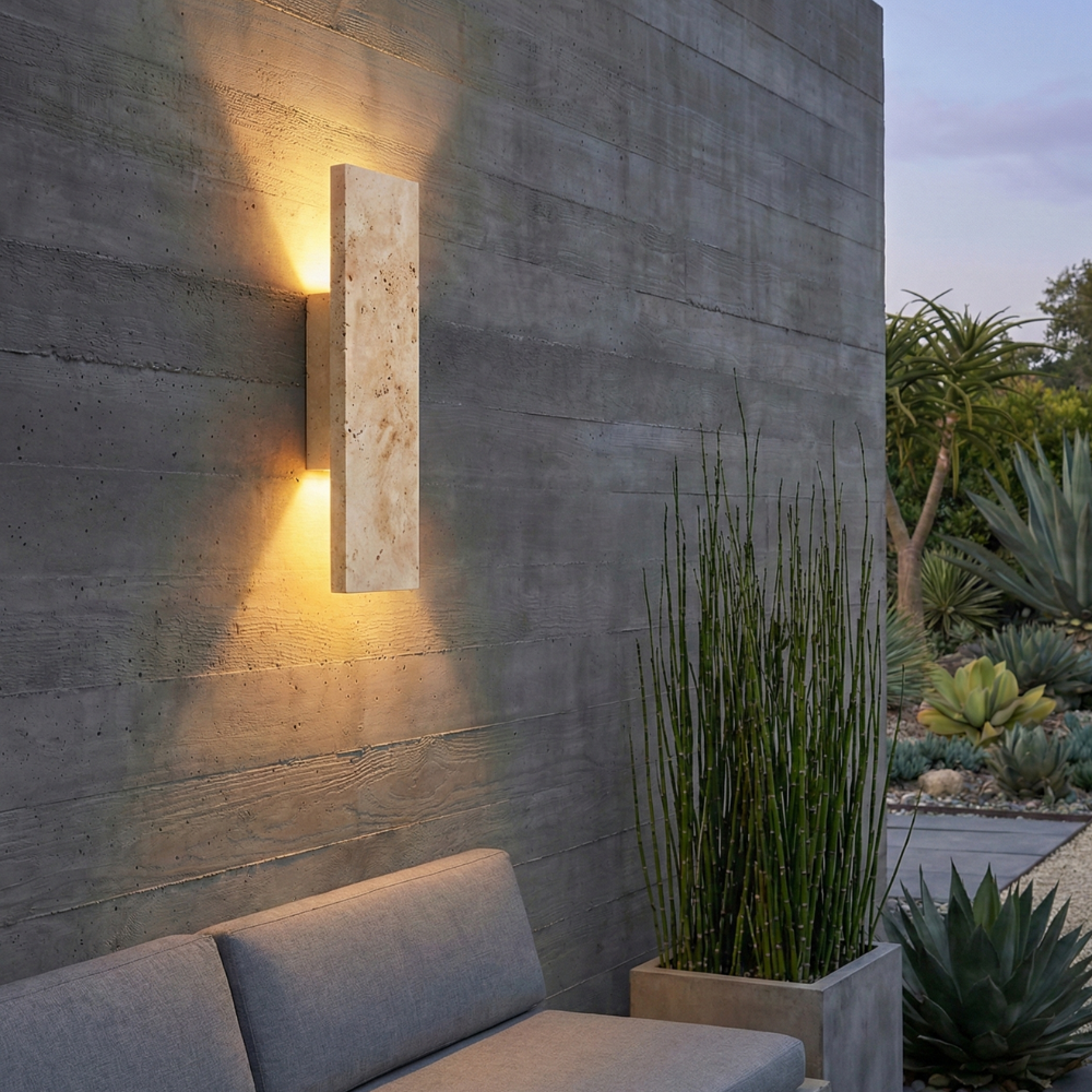 Natural Stone Outdoor Wall Sconce | Waterproof LED | Qonforta