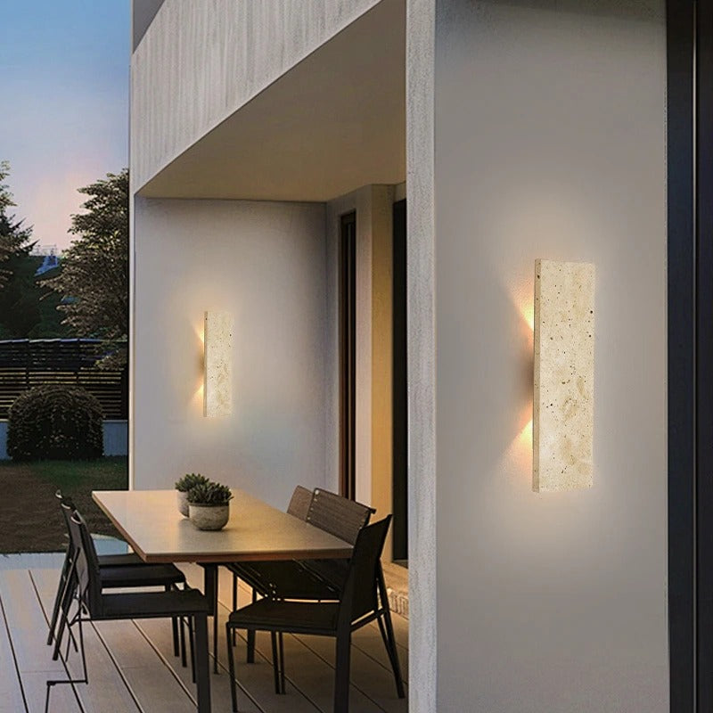 Natural Stone Outdoor Wall Sconce | Waterproof LED | Qonforta