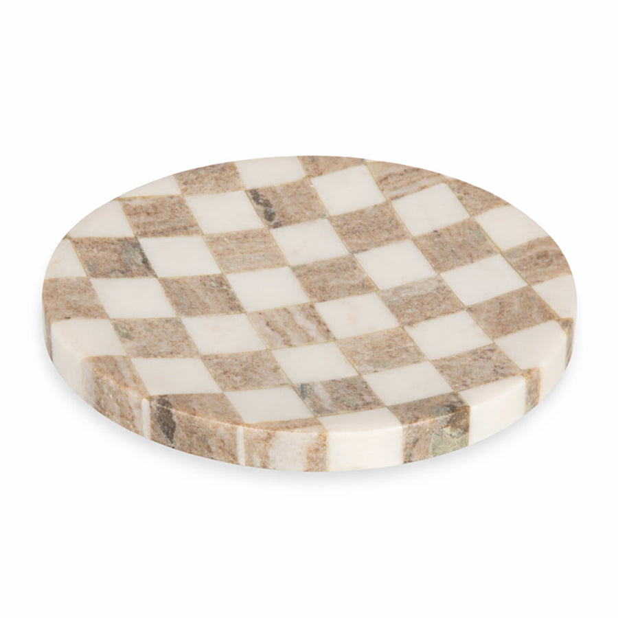 Olvera serving tray with a subtle marble checkered pattern