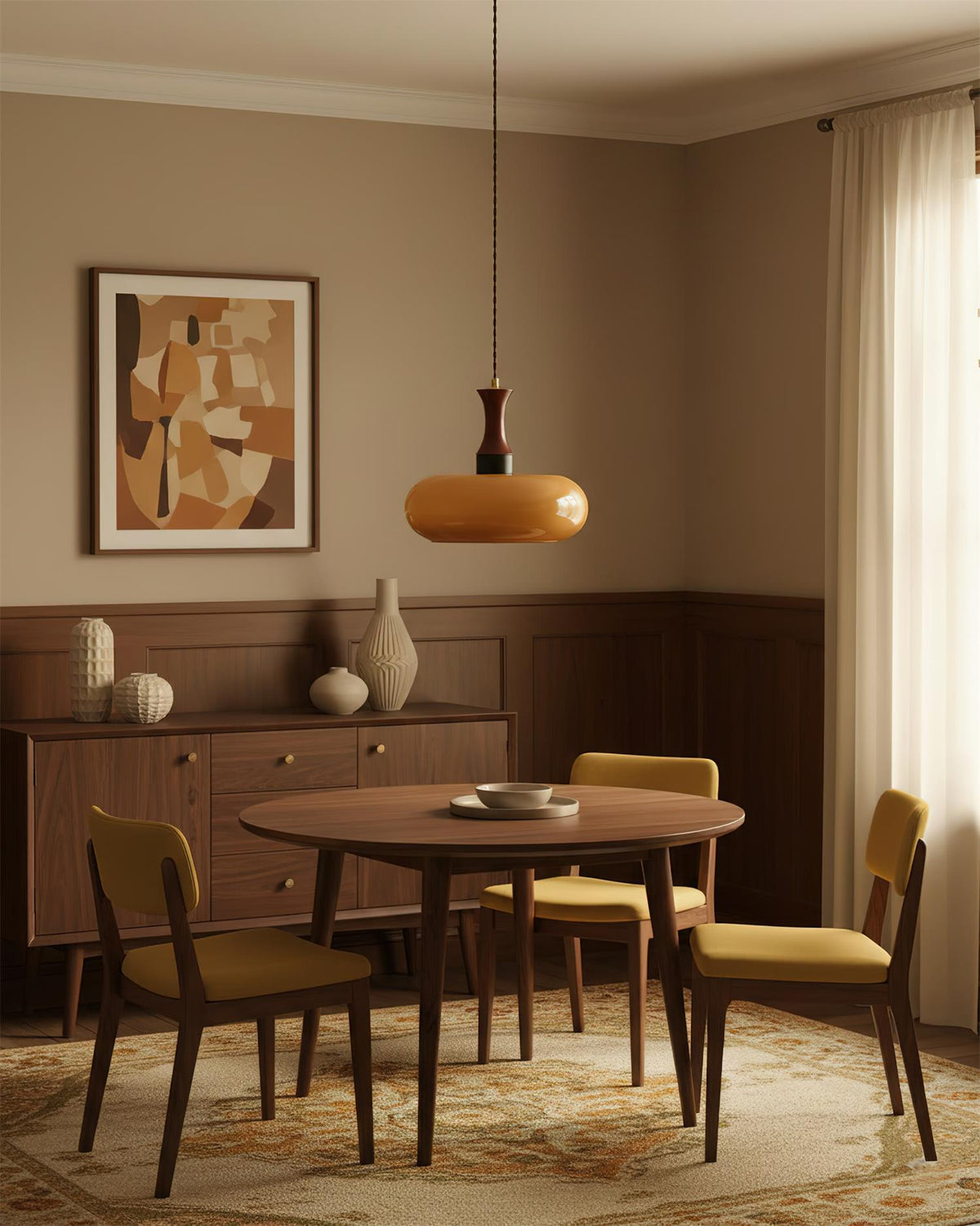 Mayon plug-in pendant light, brown glass shade - material texture close up