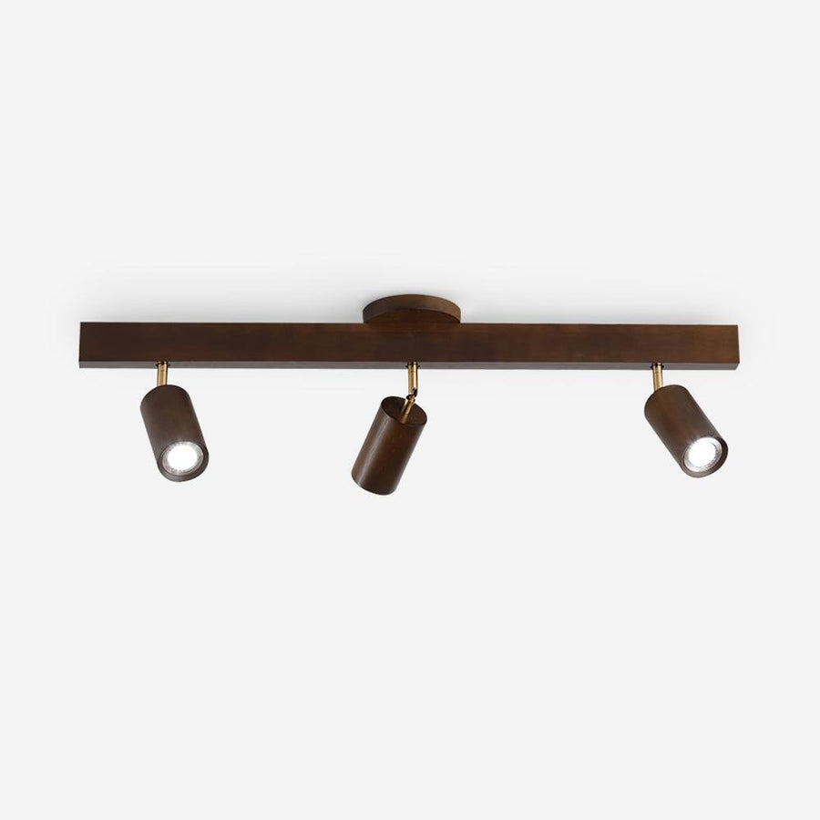 Merlo wood track lighting bar - studio front view
