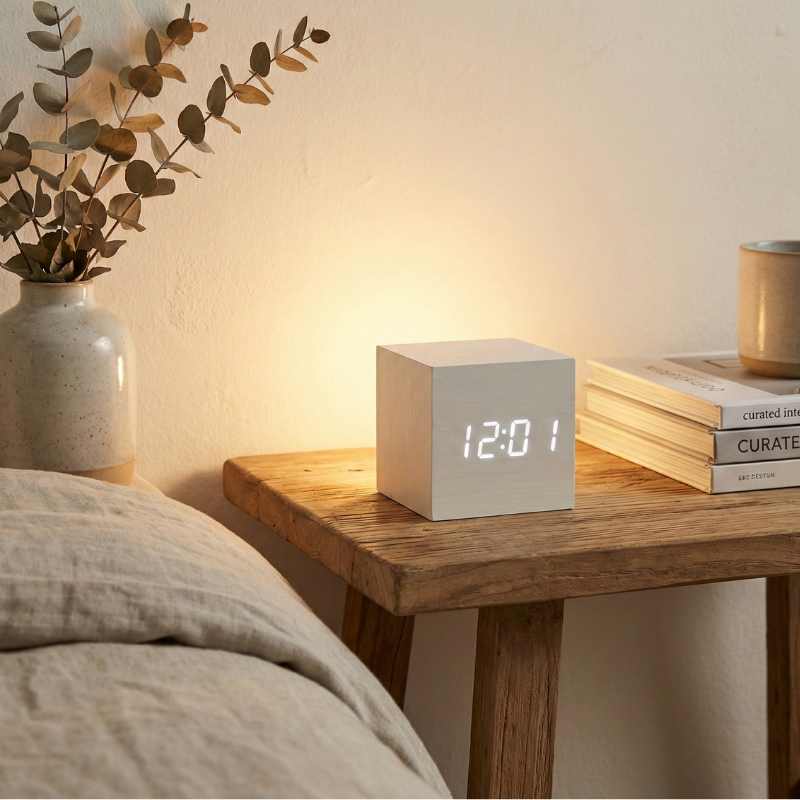Wooden Sunrise Alarm Clock | Bamboo Finish | Qonforta