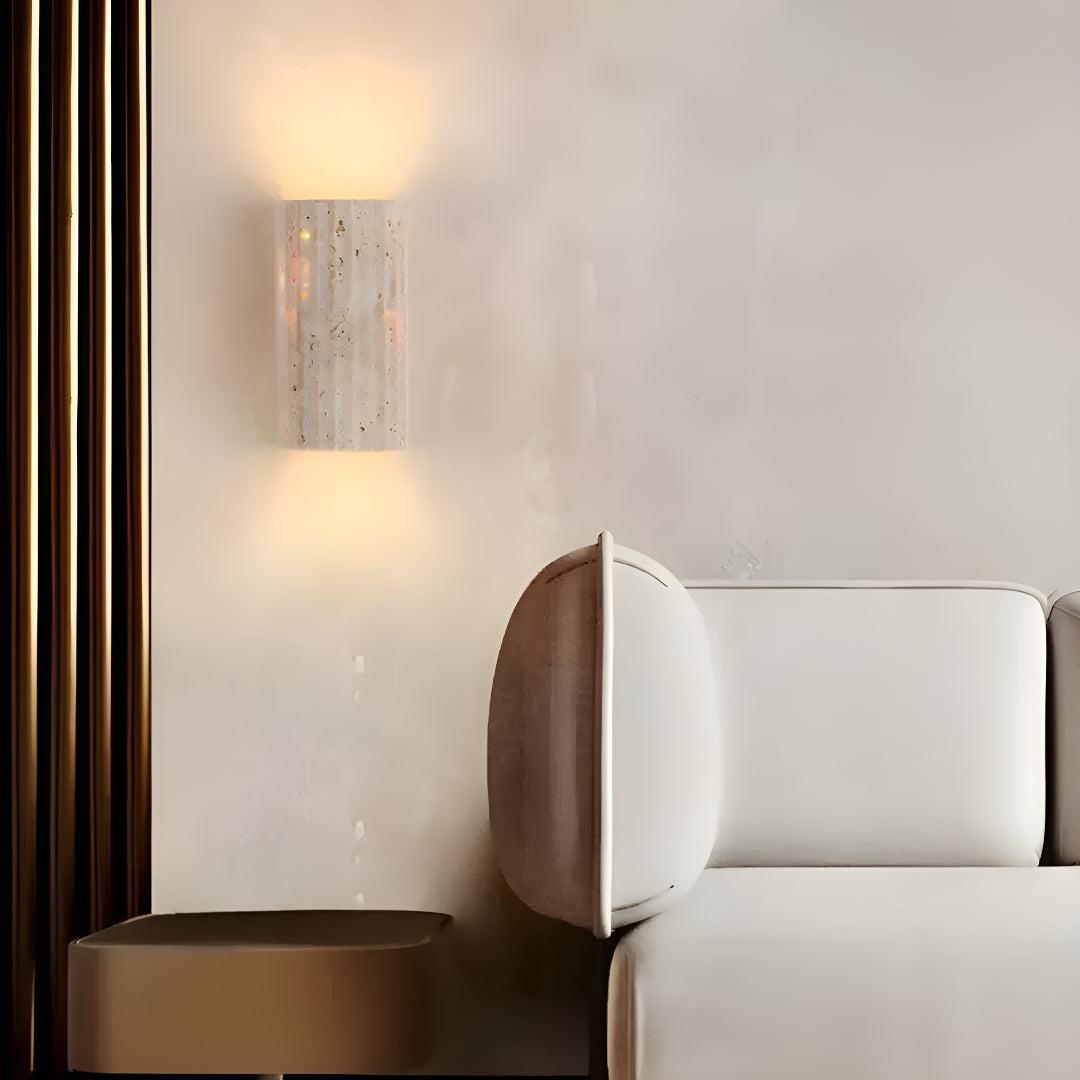 Natural Stone Wall Sconce | Warm LED Glow | Qonforta